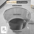 Grande bassine en plastique PP gris transparent avec poignées et crochet mural inclus - XL + Support de Crochet / Gris Transparent
