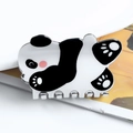 Cute black and white panda hair claw clip with glossy finish and pink blush details - Side View Pose (B23-4-6)