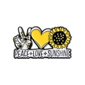 Broche en émail avec signe de paix, cœur jaune et tournesol avec texte gravé - Style Paix Amour Tournesol (QHXZ1374)