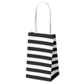 Mini candy-colored striped paper gift bag with black and white horizontal patterns - Black