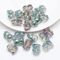 Iridescent bear-shaped crystal charms in vibrant multi-color finish for DIY jewelry - Rose Red Green