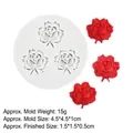 Silikonform für drei kleine Rosen mit roten Fondant-Blumen als Schaustücke - 6# Dreifache Rosen C (17-16) / Grau