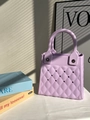 Purple EVA tote bag with diamond pattern texture and decorative hollow holes - Purple