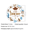 7-inch papieren wegwerpbordjes voor cowboy baby shower met blauwe westernmotieven - 10 x 7 Inch Borden
