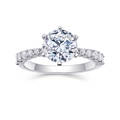 Classic six-prong S925 sterling silver ring with brilliant round moissanite on white background - US 7 / Six-Prong Brilliant Round Style (R13808)