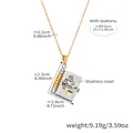 Collana a libro in acciaio inox dorato con incisione padre e figlio e un piccolo cuore d'oro - Bicolore Oro Argento Stile Papà (RP022)