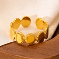 Minimalist 18k gold plated stainless steel textured oval link ring in golden finish - Gold 65