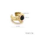 Macro detail of wide lava texture stainless steel ring with black oil finish details - US 6 / Gold (KR111428-GC)