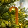 Gingerbread candy cane ornament with white icing and sprinkles for Christmas tree decor - Foam Gingerbread Cane