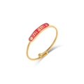18K gold plated adjustable ring with pink enamel mama inscription and small gem - Adjustable Open / Gold-Rose Red