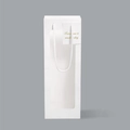 White tall gift bag with large window, golden quote tag, and white rope handle - Small Window Handbag 12.5*8*36 / White