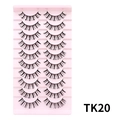 TK20 model 10 paar Russische DD-krul kunstwimpers in een roze opbergbakje - Natuurlijke dikke stijl (TK20)