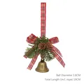 Cloche de Noël en bronze avec nœud à carreaux rouges, pommes de pin et aiguilles - 13# Ornement Cloche Bronze (Ruban à Carreaux)