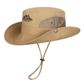 Quick-dry hiking sun hat in khaki with mesh vents and adjustable chin strap - Adjustable / Deep Beige