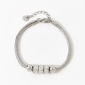 Pulsera de serpiente de acero inoxidable plateado con dijes brillantes de diamantes - Decoración de Cilindro de Diamantes Completos (SAG674) / Color Acero