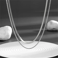Silver double layer snake and rope chain necklace set in durable stainless steel - Double Layer Silver Snake Chain & Rope Chain (O209)