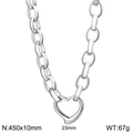 Silver hollow heart chunky chain necklace in stainless steel, 450x10mm size specification - 45cm Necklace / Steel