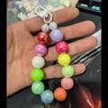 Handmade beaded keychain with multicolor pearlescent acrylic beads and a white clasp - Multicolor Set