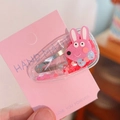 Pink pig-shaped hair clip with colorful flowing heart sequins for little girls - Acrylic Rabbit