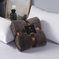 Chocolate brown waffle textured flannel blanket tied with a luxury silk ribbon - Coffee