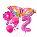Kit ballons papillon rose avec chiffre 2 et décorations florales de fête - Rose Rouge Chiffre 2