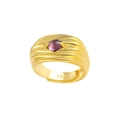 Vintage multi-layer S925 silver gold-plated ring featuring a polished purple gemstone - Adjustable Open / 18K Gold Color (Purple Stone)