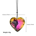 Detailed size specifications for a 45mm multi-faceted heart-shaped crystal prism pendant - 4.4cm*4.5cm / Rose Red