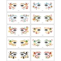 Autocollants de tatouage facial de Noël avec Père Noël et flocons de neige en grille - Autocollants de Coin de l'œil Noël Colorés Série C