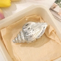 Silver seashell hair claw clip with metallic spiral texture in a gift box - 9*4.5cm / Silver Conch