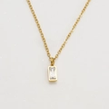 Collier minimaliste en titane or 18K avec pendentif pierre de naissance baguette - Avril / Blanc