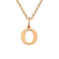 Rose gold stainless steel letter O pendant necklace with polished finish on cable chain - Letter O / Rose Gold