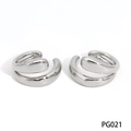 Minimalist double-layered stainless steel ear cuff in polished silver finish - Silver Style (PG021)