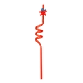Detail van rood spiraalrietje met een schattige zeester topper voor kinderfeestjes - Zeester / Rood