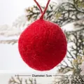 DIY Christmas felt ball hanging ornament in red, 5cm diameter for festive tree decoration - 5cm / Red
