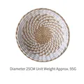Bohemian 25cm woven wall decor plate with white and natural spiral straw pattern - Hanging Decor White 25cm