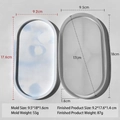 Oval silicone coaster mold with marble resin tray and precise size measurements - Oval J-144