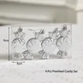 Set di 4 ornamenti natalizi a forma di caramella a girandola argento glitterato - Caramella a Girandola Argento Set da 4