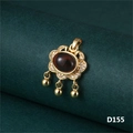 Golden oval gemstone pendant with small diamonds and teardrop beads in vintage style - Gold Temperature Sensitive Bell