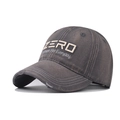 Berretto da baseball in cotone grigio scuro con ricamo ZERO e tesa dall'aspetto vissuto - Regolabile / Grigio
