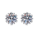 Classic silver sunburst stud earrings featuring brilliant round-cut cubic zirconia stones - TED278-Sun Flower Cluster Studs