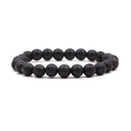 Minimalist 8mm black lava rock beaded elastic bracelet with natural matte stone texture - Lava Stone