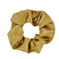 Elegant gold satin hair scrunchie with smooth silk texture and glossy finish for women - Gold