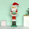 Traditionele 38cm houten Kerstman adventskalender notenkraker voor kerstdecoratie - 38cm / Rood