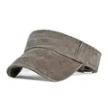 Adjustable washed cotton sun visor hat in vintage brownish grey for outdoor sports - Coffee