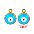Golden 8mm evil eye enamel charms with blue, white and black design for DIY jewelry - 8mm / Sky Blue White
