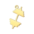 Polished gold dumbbell pendant made of stainless steel for personalized fitness jewelry - Gold Dumbbell