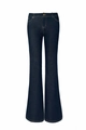 Dunkelblaue Schlagjeans für Damen im Vintage-Stil mit niedriger Taille und Stretch-Passform - S / Dunkelblau