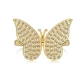 Golden butterfly ring with sparkling zircons on a white reflective surface - US 6 / Pave Butterfly Style (DY120963) / Gold