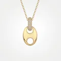 Luxuriöse vergoldete 925er Silberhalskette mit U-förmigem Schweinenasen-Anhänger und Moissanit - P15110 Moissanit 1,2 mm * 62 Stück