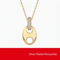 Luxurious gold-plated 925 silver necklace with U-shaped pig nose pendant and moissanite stones - P15110 Moissanite 1.2mm*62pcs